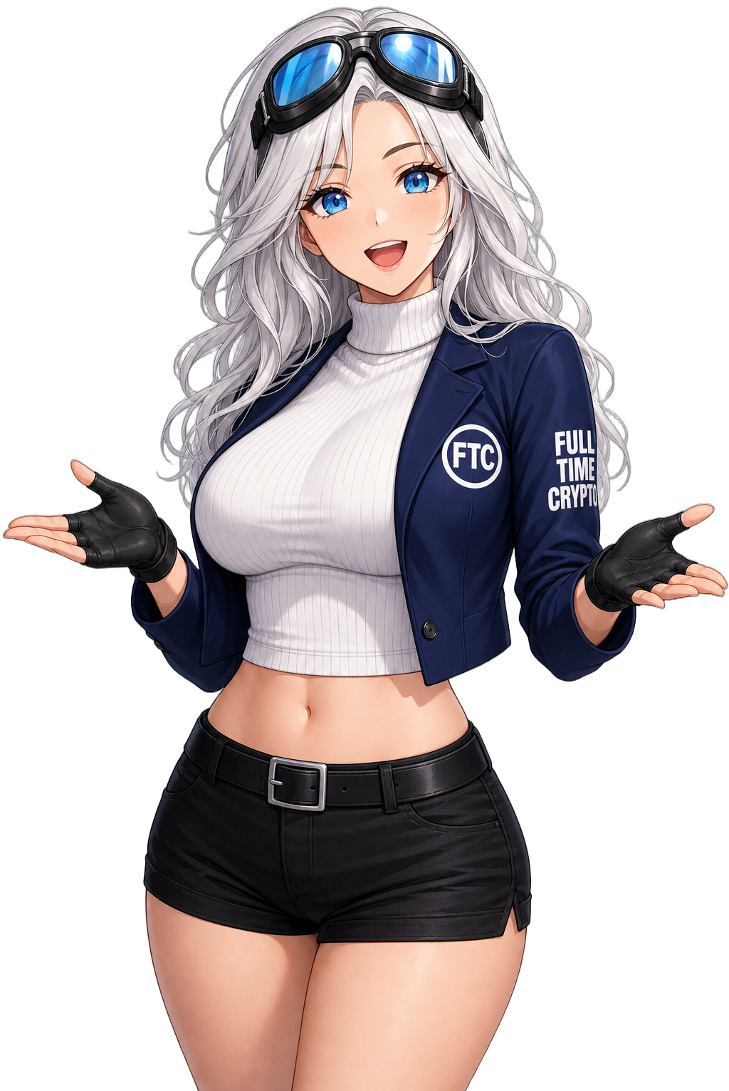 Lexi, the Full Time Crypto scout, explaining with open hands